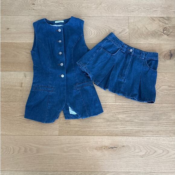 Peppermayo Dresses & Skirts - Peppermayo Vest Born for Bordeaux  & Mini Skirt Ashlyn Set Denim Size US0 Blue